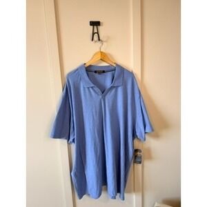 Johnny Bigg Mens Blue V-Neck Short Sleeve Polo Shirt USA 5XL New With Tags